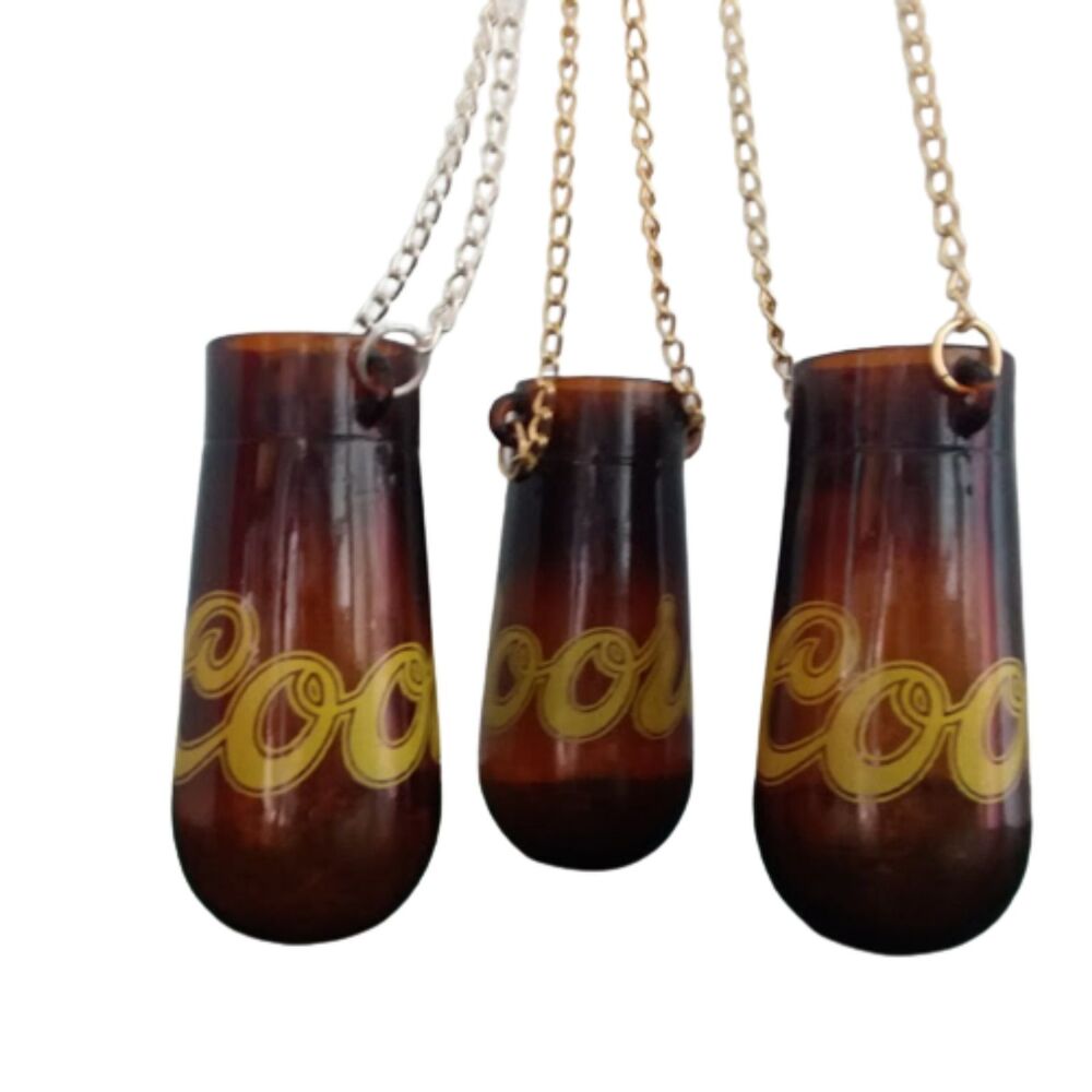RARE Set of 3 Coors Amber Glass Hanging candle holders with chain Chandalier - Picture 2 of 7